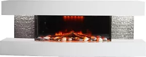 AuraHome® bianco 48 pollici larghezza 2000 w camino elettrico suite concavo wi - Foto 1 di 3