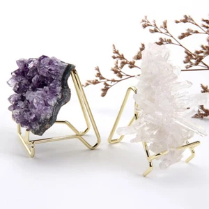 Triangle Metal Display Stand Easel Rack for Minerals Crystal Holder Support Acc - Picture 1 of 13
