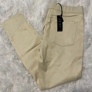 Jen7 7 For All Mankind Women's Size 10 Faux Leather Ponte Skin White Jeans NWT - Picture 1 of 6