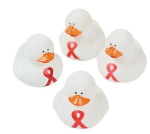 Red Ribbon Rubber Duckies Set of 4     (Free Shipping with 6 items)