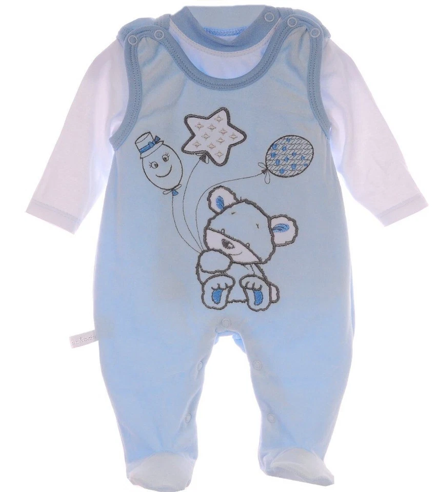 Tuta tutina bambino in morbido velluto blu con orsetti e maglia manica lunga - Immagine 1 di 1