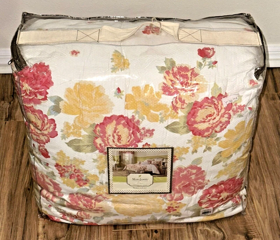 Juego de edredón de 4 piezas Mary Jane’s Farm Vintage Rose Queen Farmhouse Shabby Chic Foto 1 de 4