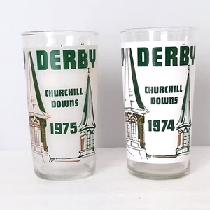 Gafas de bar vintage Kentucky Derby 1974 y 1974 oro blanco verde no oficiales - Imagen 1 de 7