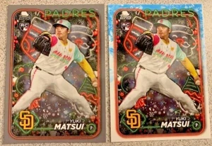 (2) Yuki Matsui RCs - SD Padres - 2024 Topps Holiday Mega BASE + GLITTER ARGENTO - Foto 1 di 2