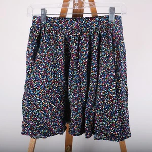 Disney D Signed Colorful Casual Skirt Girls's XL Black Background Color Squares - Picture 1 of 8