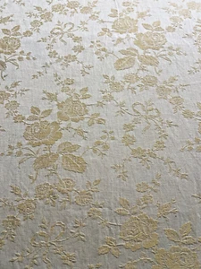 Tissu ancien toile à matelas métis damassée jaune  larg 190 cm x 110 cm  C700 - Picture 1 of 8