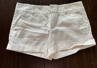 French Connection 女式白色正装短裤 100% 棉舒适百褶 6 码 — 第 1/4 张图片