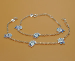 Sterling Silver Anklet | Handmade  Women Silver Anklet | Silver Charm anklet - Picture 1 of 4