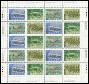 Canada Stamp SHEET#1309a - Prehistoric life in Canada-2 (1991) 4 x 40¢ Se-ten... - Picture 1 of 1
