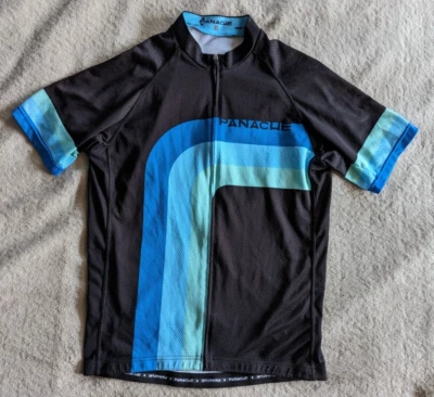 Camiseta deportiva de ciclismo PANACHE para hombre pequeña corte de carrera negra verde azul bicicleta Foto 1 de 4