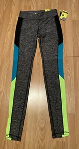 Xersion Yoga Athletic Ankle Leggings Green Yellow Stretch Knit Medium WB13 - Picture 1 of 7