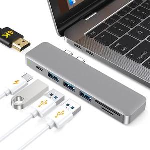 7 in 1 Multiport USB-C Hub USB 3.0 4K HDMI PD Adapter for Macbook Pro / Air F7O8 - Picture 1 of 12