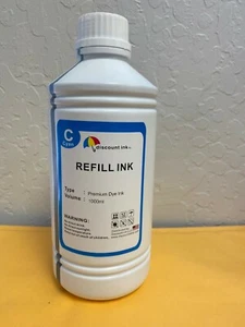1000ml Cyan refill ink for Epson 252 WorkForce WF-7610 WF-7620 WF-5620 - Picture 1 of 2