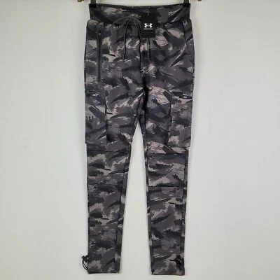 NWT Women's Under Armour Unstoppable Brushed Pants Loose Black/Gray Camo Size XS - Image 1 of 4