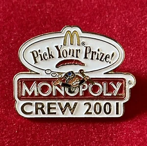 McDonald's Pick Your Prize! Monopoly 2001 Pinback Button Pin Crew Badge - Picture 1 of 2