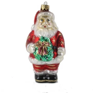 Christopher Radko Victorian Santa Claus W Wreath Cracker Blown Glass 5" Ornament - Picture 1 of 12