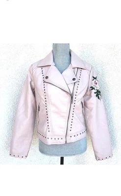 Chaqueta Urban Retro Para Mujer Estampado Floral Bordada Suave Rosa Imitación Cuero Talla M Foto 1 de 4