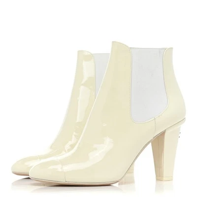 Chanel 2022 Interlocking CC Logo Chelsea Ankle Boots Size 37 - Image 1 of 4