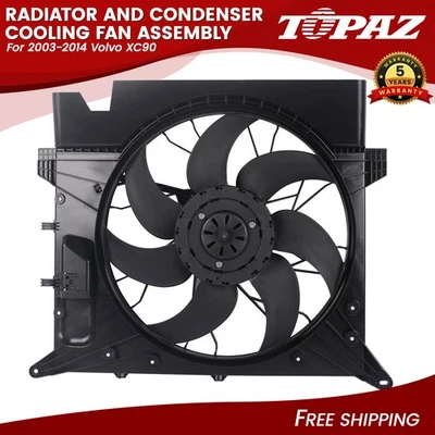 Conjunto de ventilador de refrigeração de radiador e condensador compatível com Volvo XC90 2003-2014 31368075 - Imagem 1 de 4