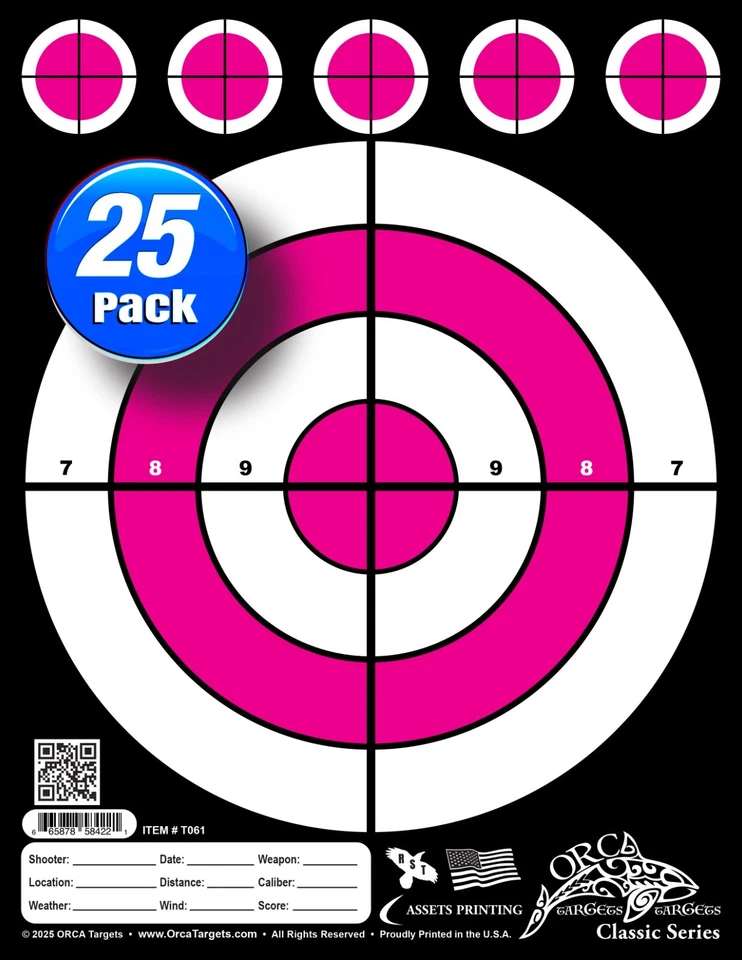 RAVEN SEEKER TARGETS 25 PACK: Range Shooting Pistol / Rifle TARGETS! LIMITED OFFER! FREE SHIPPING!!