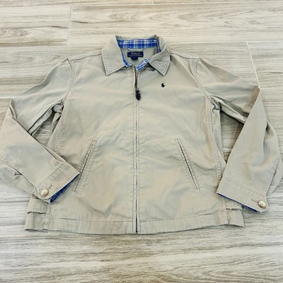 Polo Ralph Lauren Jacket Boys LARGE 14-16 Bi-Swing Full Zip Tan Khaki Bomber - Image 1 of 4