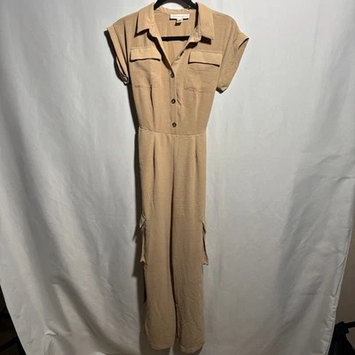 Mono Monteau Los Angeles tostado para mujer XS con botones manga corta bolsillos de carga Foto 1 de 4