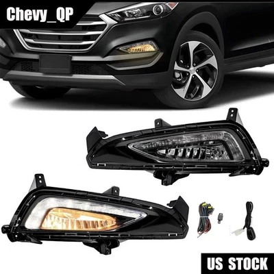 Luces antiniebla LED luces de parachoques con cableado DRL para Hyundai Tucson 2016-2017 2018 delanteras Foto 1 de 4