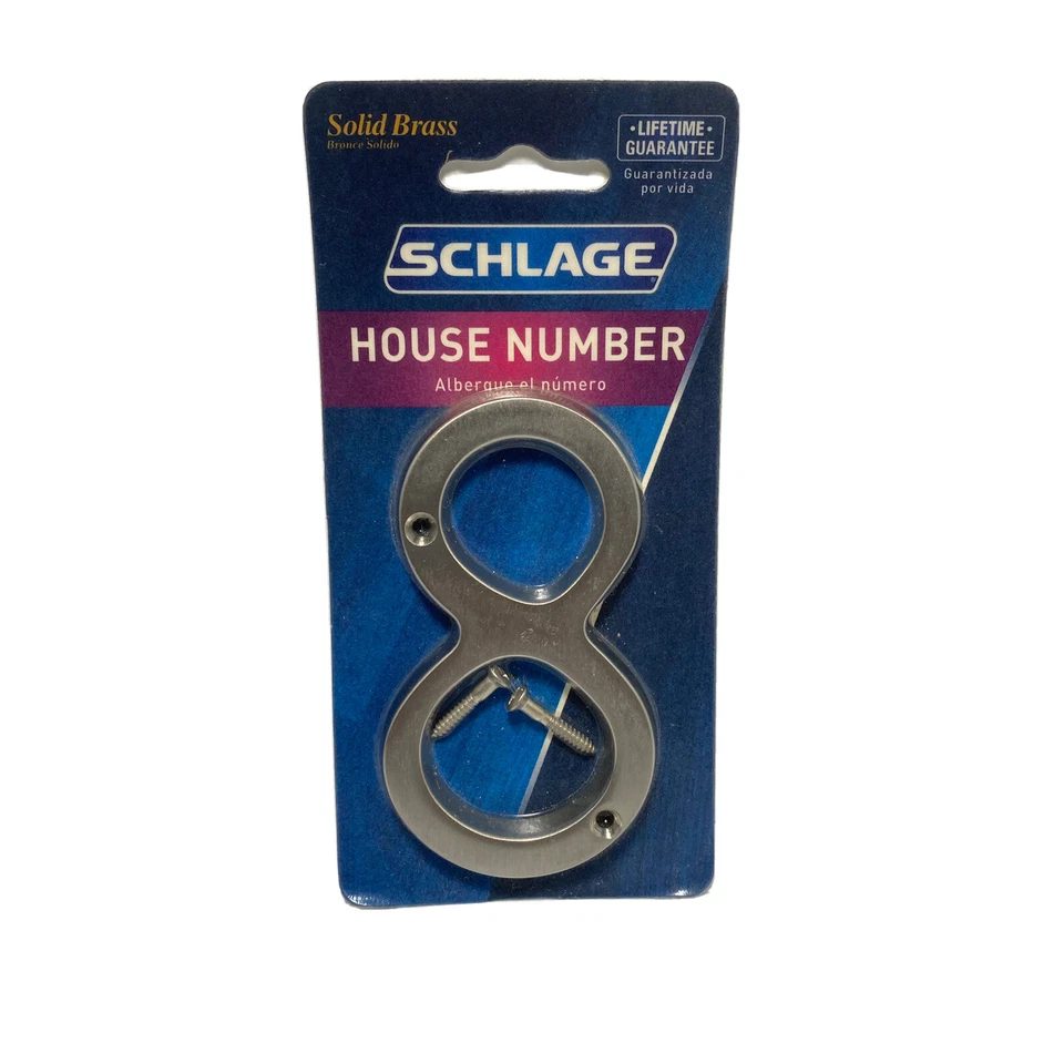 Schlage House Number Eight  8 Satin Nickel Brass Finish Sc2-3085-619 - Image 1 of 1