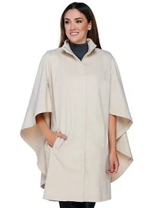 H BY HALSTON Size S Zip Front Knee Length Cape Coat SAND DUNE - Picture 1 of 4