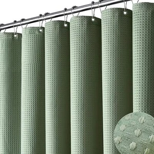 Heavy Duty Thick Fabric Shower Curtains for Bathroom, 12 Hooks 72 x 72 Green - Picture 1 of 6
