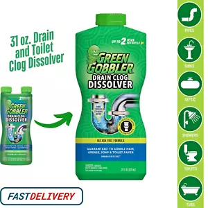 Green Gobbler Drain Clog Dissolver 31oz Drain Opener-Cleaner Toilet Clog Remover - Picture 1 of 10