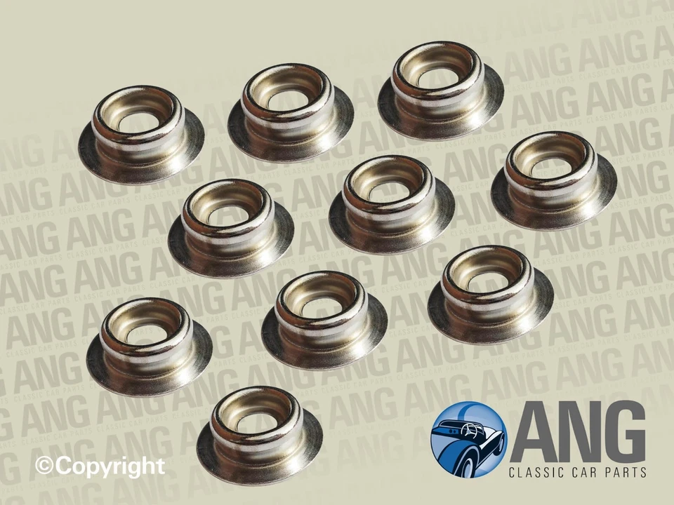 TRIUMPH TR4,TR4A,TR5,TR6 TONNEAU COVER, HOOD METAL SOCKETS KIT (SILVER) x 10 - Image 1 of 1