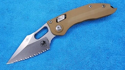 Microtech MANUAL Stitch Ram-Lok Serrated Tan/FDE Fluted G-10 - BNIB  - Image 1 of 4