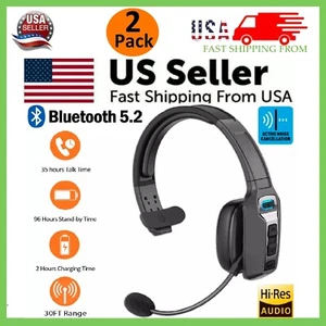 2 x Trucker Bluetooth 5.2 Wireless Headset With Noise Cancelling Mic For Phones - Picture 1 of 15