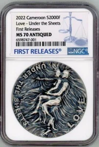 2022 Cameroon LOVE Under the Sheets 2 Oz Silver Coin 2000 Fran NGC 70 FR - Picture 1 of 6