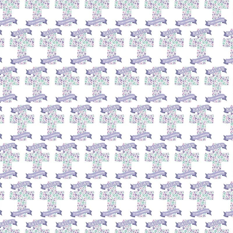 PAPEL DE EMBRULHO PERSONALIZADO SANTA COMUNHÃO PRESENTE CRUZ EMBRULHO  - Imagem 1 de 1