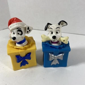 101 2 Dalmatians puppy in yellow box And Blue Vintage figurine cake topper - Picture 1 of 3