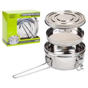 SUMMIT Camping Stainless Steel Tiffin Cooking 3 Piece Set & Handle, 1500ml Pan - Picture 1 of 1