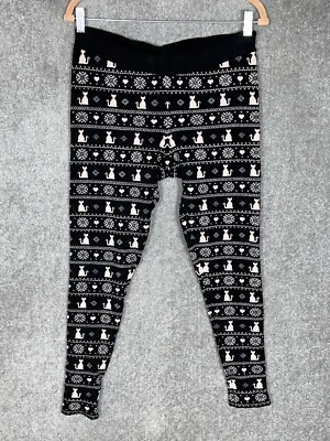 Leggings femininas de malha Torrid Pull On Fair Isle Cat Hearts tamanho 0 grande preto rosa - Imagem 1 de 4