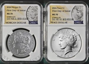 2024 Morgan & Peace Silver Dollar Uncirculated NGC MS70 First Day Issue Fdi - Picture 1 of 1