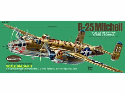 WWII North  Am. B-25 Mitchell Guillow's Model Airplane Kit Balsa Wood  GUI-805 - Image 1 of 4