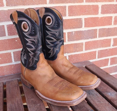 Justin Botas BR740 Cobre Marrón/Negro Cuadrado Punta Suave Vaquero Occidental Talla 10.5 EE Foto 1 de 4