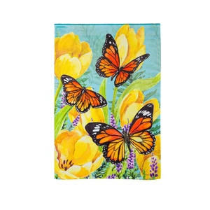 Tulip and Butterfly House Suede Flag,13s10693 - Picture 1 of 1
