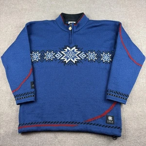 Dale of Norway Sweater Mens M Blue Wool Torino 2006 Olympics Nordic Pullover Zip - Picture 1 of 21