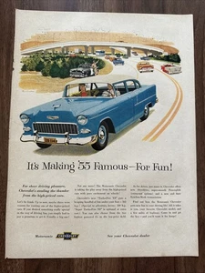 1955 Chevrolet Motoramic It’s Making 55 Famous For Fun! Vintage Car Print Ad - Picture 1 of 2