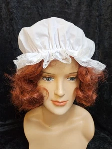 Colonial Adult White Mob Hat Granny Bonnet Mop Cap Pilgrim Costume Accessory - Picture 1 of 7