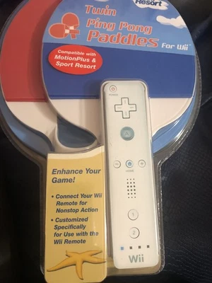 NUEVO~Paquete de 2 Palas de Ping Pong Nintendo Wii Control Remoto Deportes Resort Tenis de Mesa  Foto 1 de 2