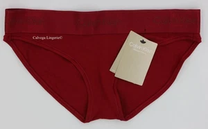 NWT Calvin Klein QF7999 Holiday Shine" Logo Organic Cotton Modal Bikini Dark Red - Picture 1 of 4