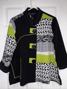 Blusa túnica Ali Miles negra/lima/blanca FUNKY GEOMÉTRICA PL cuello Nauru - Imagen 1 de 4