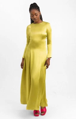 Женское атласное макси-платье Topshop с длинным рукавом рекомендованная розничная цена 60 фунтов - Изображение 1 из 4